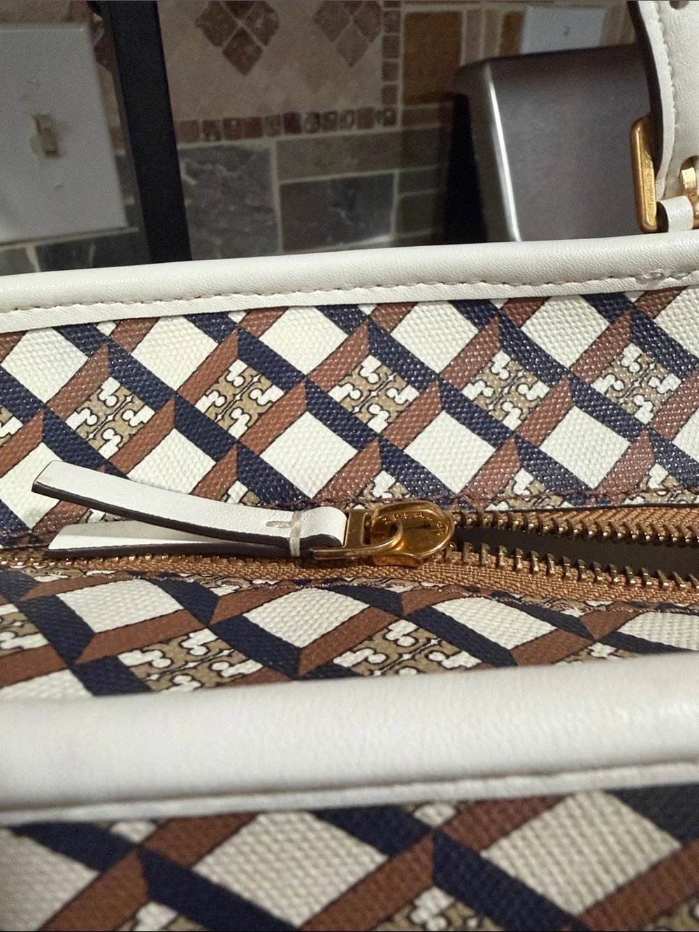 Tory Burch Geo Logo Canvas Tote Bag